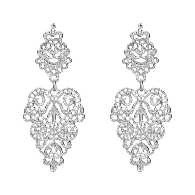 

Fashion Vintage Carved Hollow Heart Geometric Drop Dangle Earrings For Women Black Gold Copper Color Stud Zircon Party Gift медный