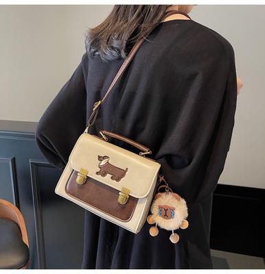 British Style Vintage Document Handbags for Women New Fashion Noble Small Square Bag Cute Cartoon Girl Messenger Bag Simple Casual Glossy Shoulder Bag