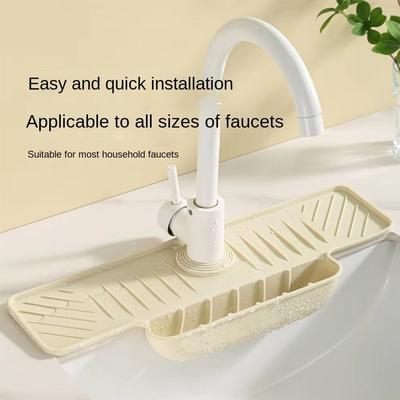 Quick Dry Faucet Splash Pad Slope Design Non Slip Sink Draining Tray Soft Surface Foldable Water Drip Catcher Restaurant Use