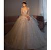 2025 Vintage French Long Sleeve Wedding Dress with Heavy Train and High-End Texture
