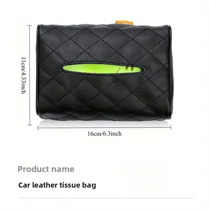 A simple, fashionable and convenient tissue bag made of universal leather for automobiles