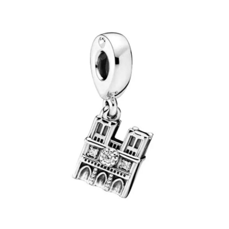 Ciondolo Fascino Argento 925 Fai da Te Torre Porta Castello Nave Angelo per Donne Gioielli Collana Bracciale Boutique