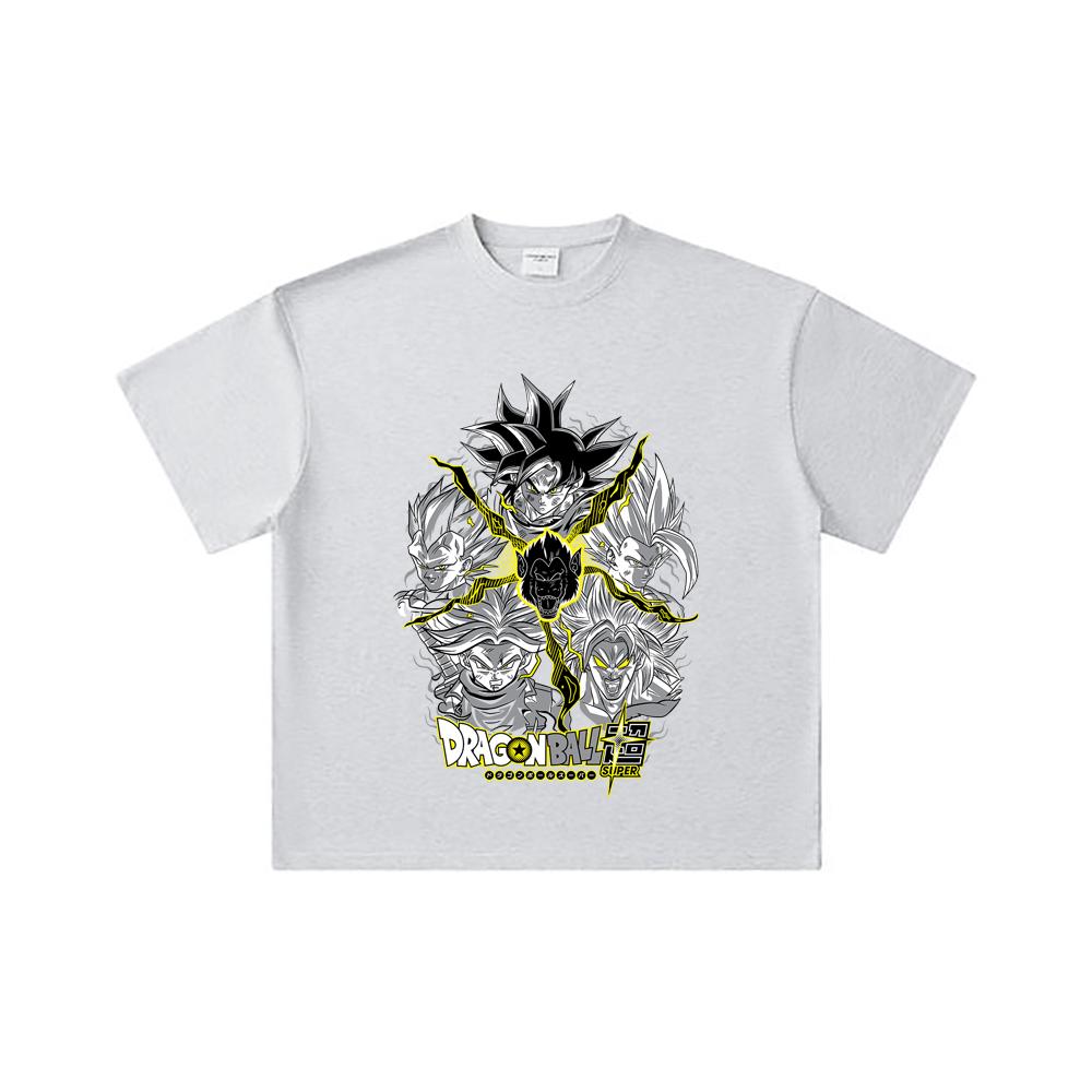 260 GSM Double Yarn 32 Count 100% Cotton Dragon Ball V49 Super Saiyan Print Unisex Heavy Cotton T Shirt