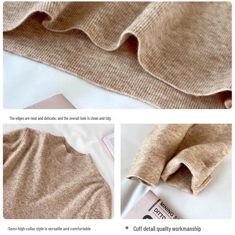 Xue Qiman Women's Half-High Collar Knitted Base Layer Sweater