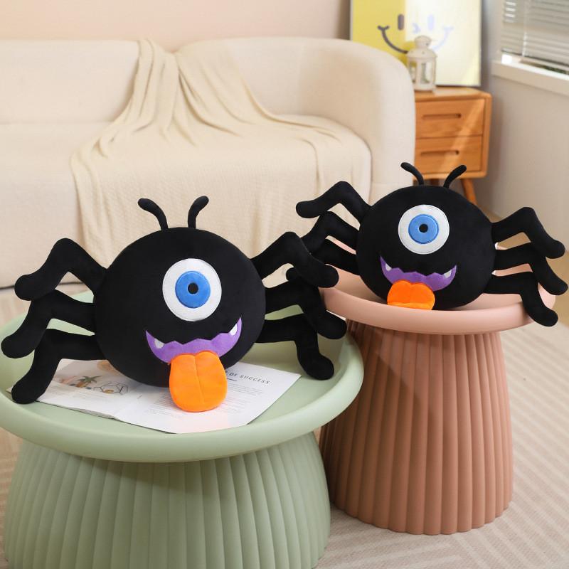 Eyed Black One Spider Plush Doll Animal Stuffed Toy Halloween Children Gift Room