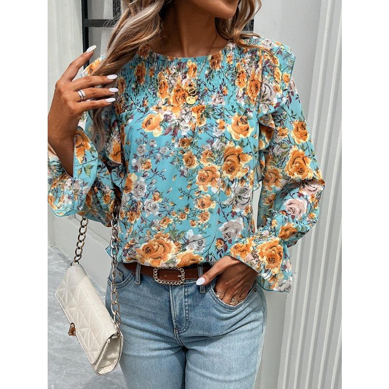 Printed Shirt Female Temperament Long-sleeved Shirt Blouse