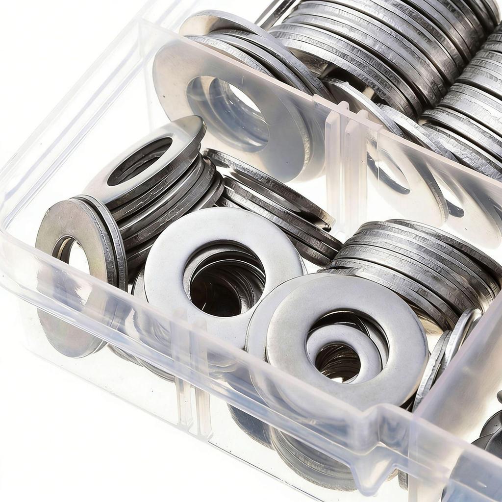 270PC Stainless Steel Gasket Set: M4-M12 Flat Washers