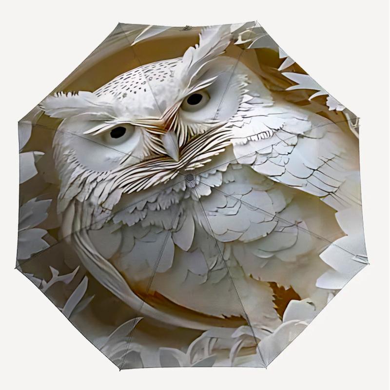 1PC Owl Paper-Cut Umbrella-8-Rib Reinforced, Automatic Open, Lightweight & Durable, Cute Fashion Accessory for Outdoor-P64