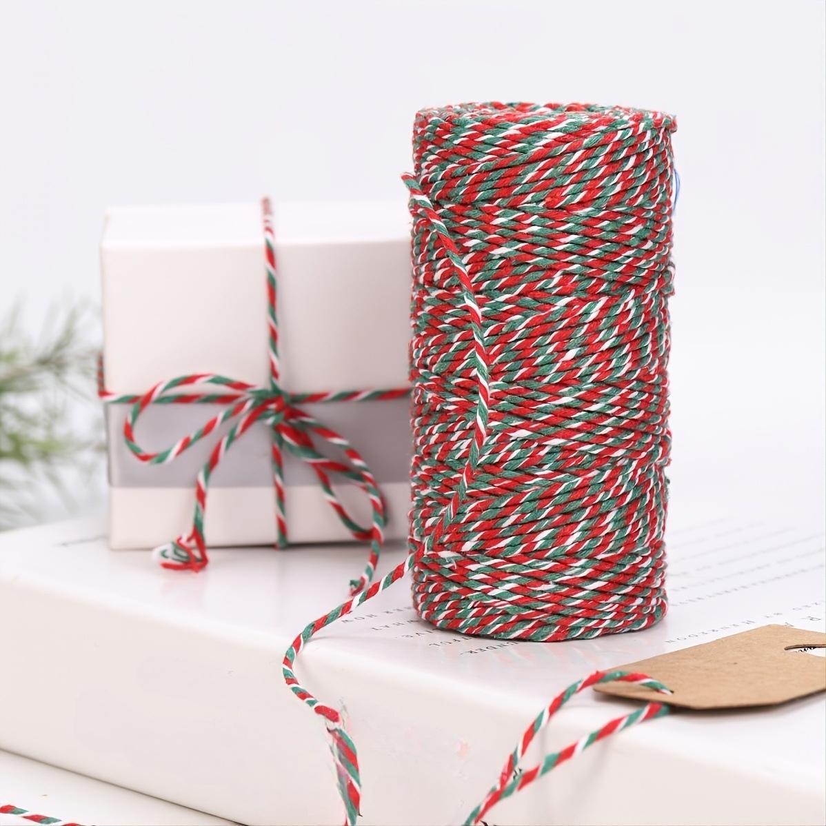 

100M/Roll Red Green and White Colorful Cotton Rope for Home Decoration Handmade Christmas DIY Gift Wrap Packaging Material