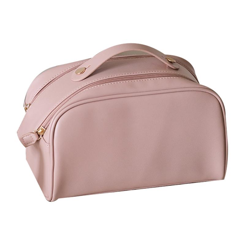 Cosmetic Bag Large Capacity Makeup Bag Double Zipper Portable Travel Toiletry Bag Pink
