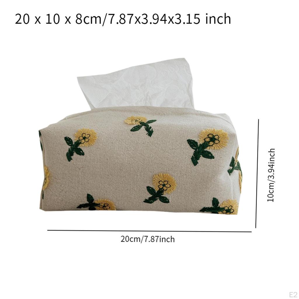Tissue Box Cover Storage Organizer Linen Cloth Case Holder for