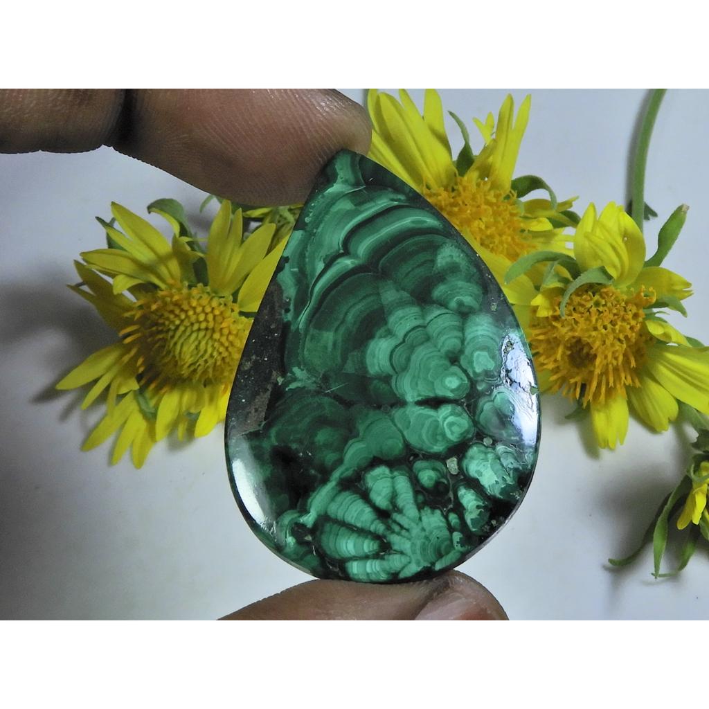 AA++ Malachit Verde Natural Fantezie Cabochon Piatră Prețioasă Liberă 29X42X04MM 61Cts. D-28