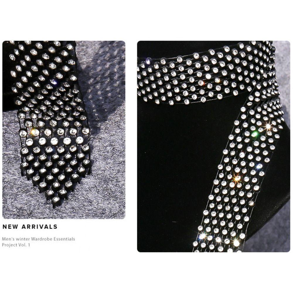 Svart Strassslips Koreansk Strassslips Mode Långt Halsband JK Uniform Dekoration