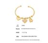 Qiong Yao Geometric Open Cuff & Enamel Heart Bracelet Set - Vacation Style