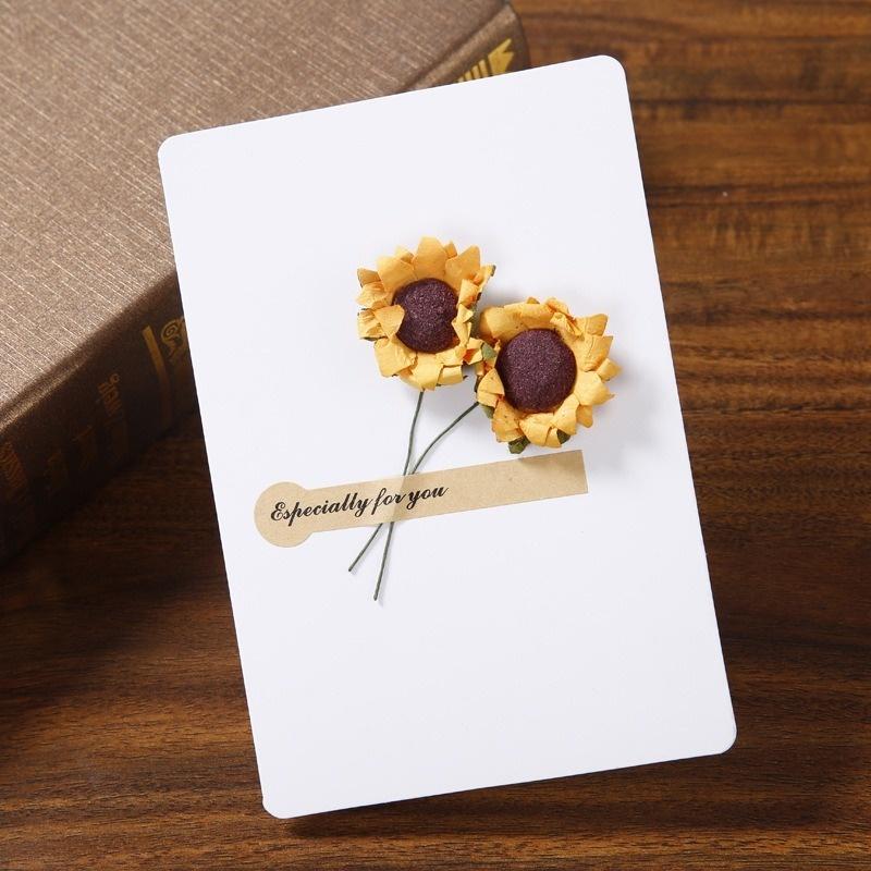 10pcs Universal Greeting Cards Best Wishes with Dried Flowers Creative Greeting Cards