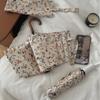 Fully Automatic/Manual Folding Rain Umbrella Curved Handle Floral Pattern Sunshade Umbrella with Storage Bag Comfortable Grip