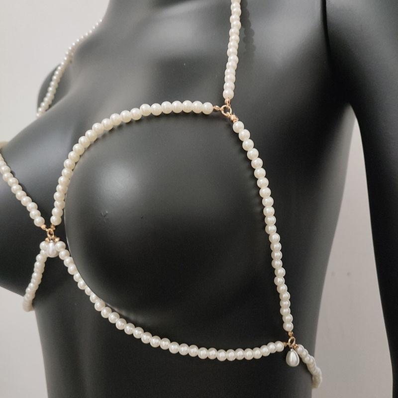 Delicate Handcraft Pearls Chest Necklace Formal Event Jewelry for Daily Wear and Layering