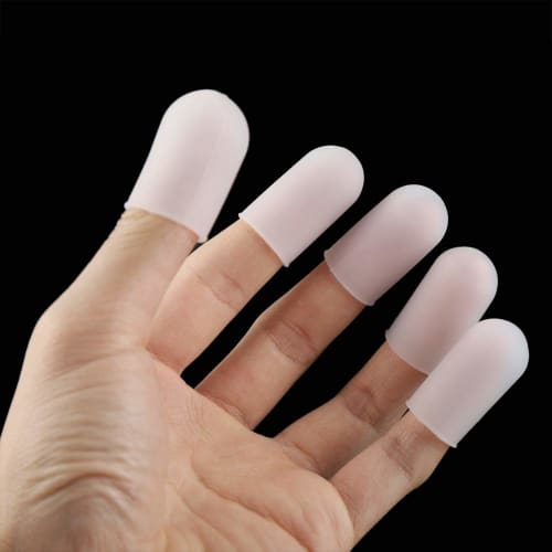 Yosoo Fingertip Protectors, Thumb Trigger Fingertip Protectors, Protective Caps for Cooking, Food-Grade Silicone, Reusable Fingertip Protection Pads,