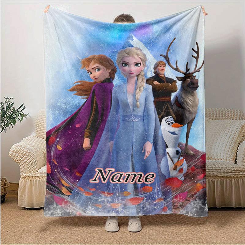 Custom 1pc Elsa's Magical Ice World Blanket, Soft And Comfortable Blanket, Casual Warm, Camping Travel Blanket, Birthday Gift Q91075