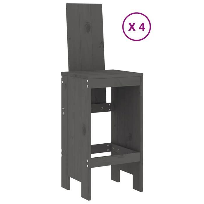 VidaXL Ensemble de bar de jardin 5 pcs gris bois de pin massif, ensemble de pub, ensemble de bar de patio, ensemble de table 3157771