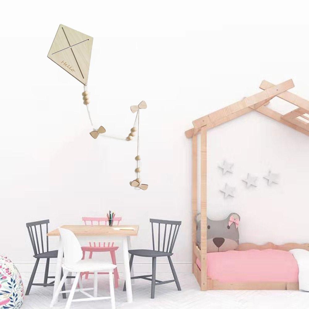 Easy Use Wall Decoration Room Background Nursery Ornaments Wood Hanging Pendant Kite Wall Sticker Kite Wall Ornaments