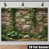 2D Natural Ivy-Covered Stone Wall Backdrop Lush Garden Photo Background