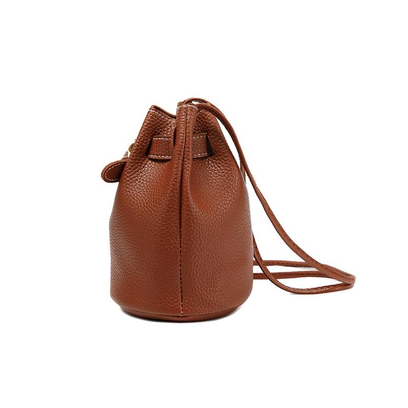2026 Versatile Lychee Leather Crossbody & Shoulder Bucket Bag