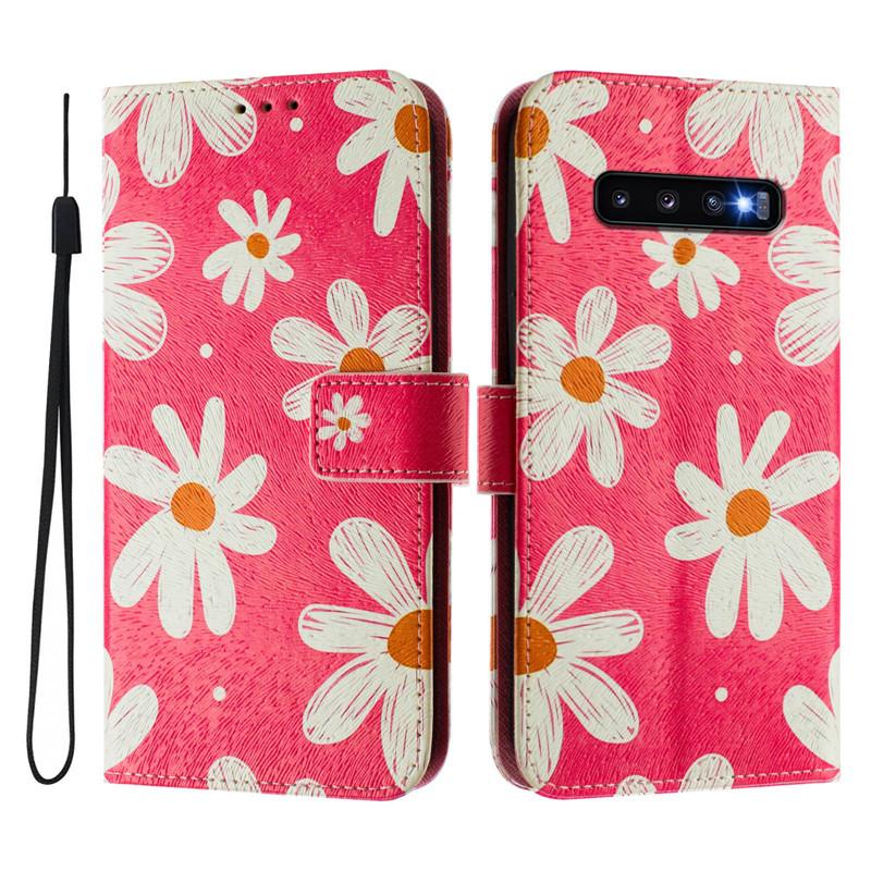 Luxus Flip Lederhülle für Samsung Galaxy S10+ Plus Flip Cover auf für SAM S10E S10 Lite 5G Brieftaschentaschen Blumenhüllen Schale 2025