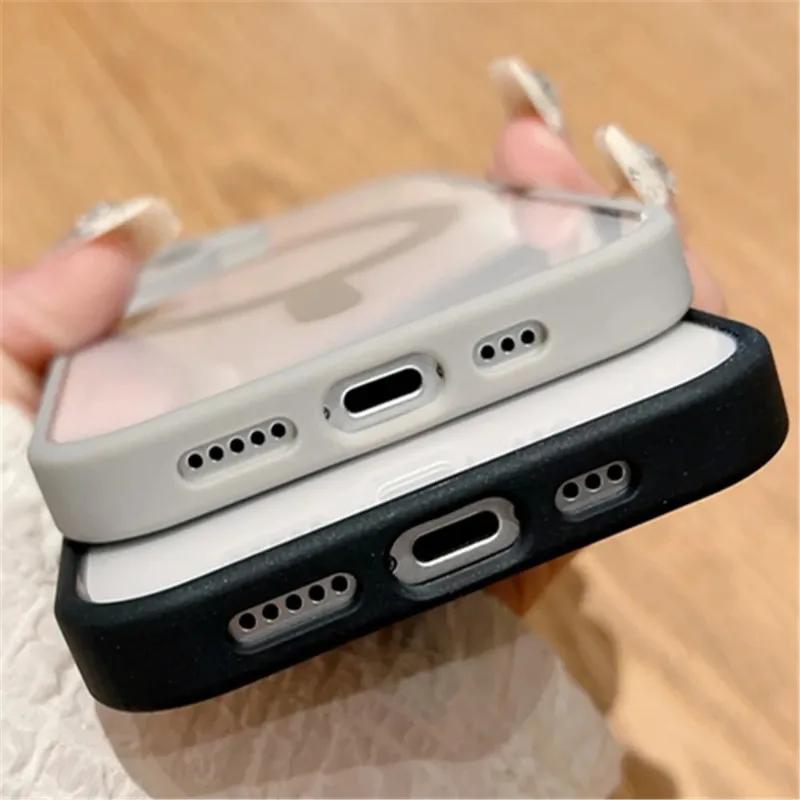 Funda magnética transparente de moda para carga inalámbrica Magsafe para iPhone 16, 15, 14 Plus, 13, 12 Mini, 11 Pro Max, XS Max XR, cubierta acrílica