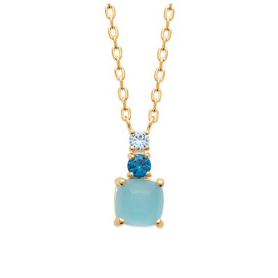 [R4112] - Gold Plated Necklace 'Sissi' Turquoise Gold - 45 Cm 11x6 Mm