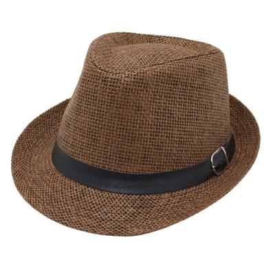 Spring And Summer Straw Hat Seaside Vacation Cool Hat Short Brim Sun Hat Belt Buckle Sir Churchill Hat Foreign Style Man