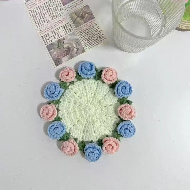 Rose Bouquet Crochet Coaster Kits Flower Coaster Crochet Starter Kits DIY Crochet Kits for Home Decoration