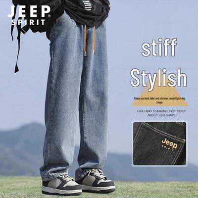 JEEP SPIRIT Men's Loose Straight Wide-Leg Jeans