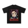 Unisex T-shirt Ghost Extermination Blade Tanujiro Anime T-Shirt Men's and Women's Summer Retro Loose Casual Top Tide