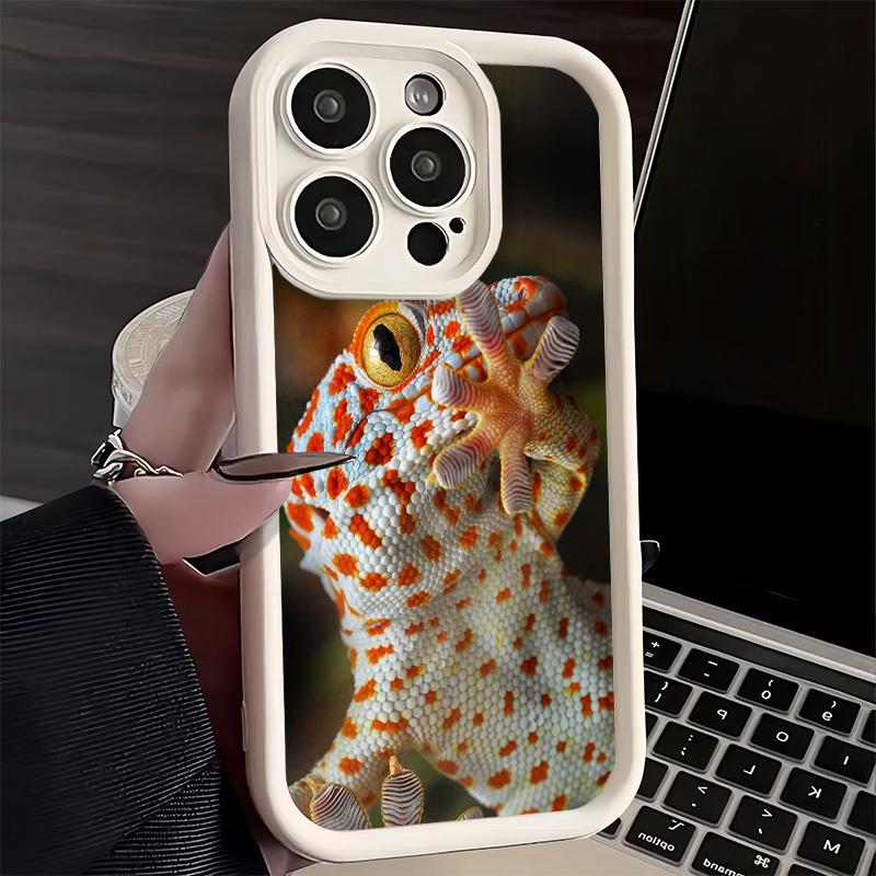 Phone Case for iPhone 17 Air 16E 15 16 Pro Max Lizards Geckos Cute Pet Cover 14 Plus 13 12 Mini Soft Shell Silicone Fundas