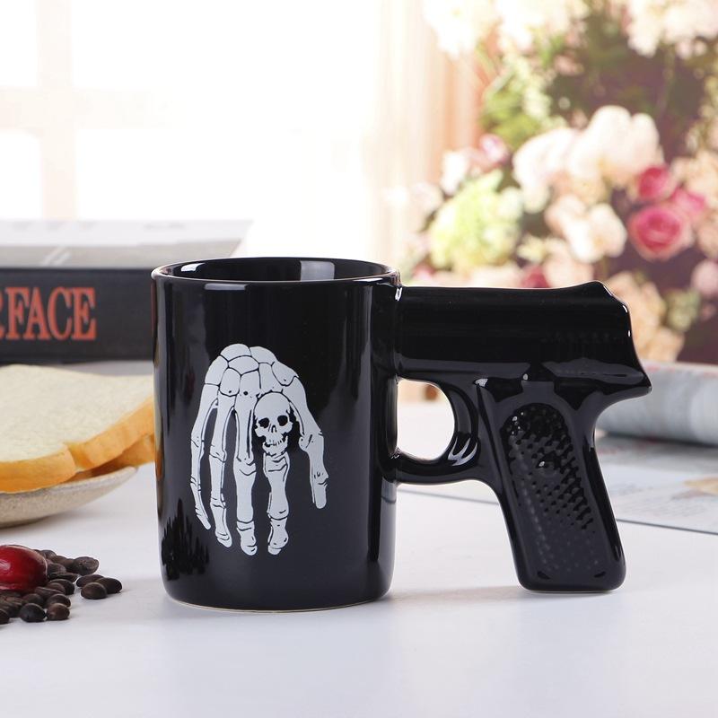Skull Gun Water Cup Creative Combination Pistol Ceramic Cup Desert Eagle Mug Revolver Coffee Mug