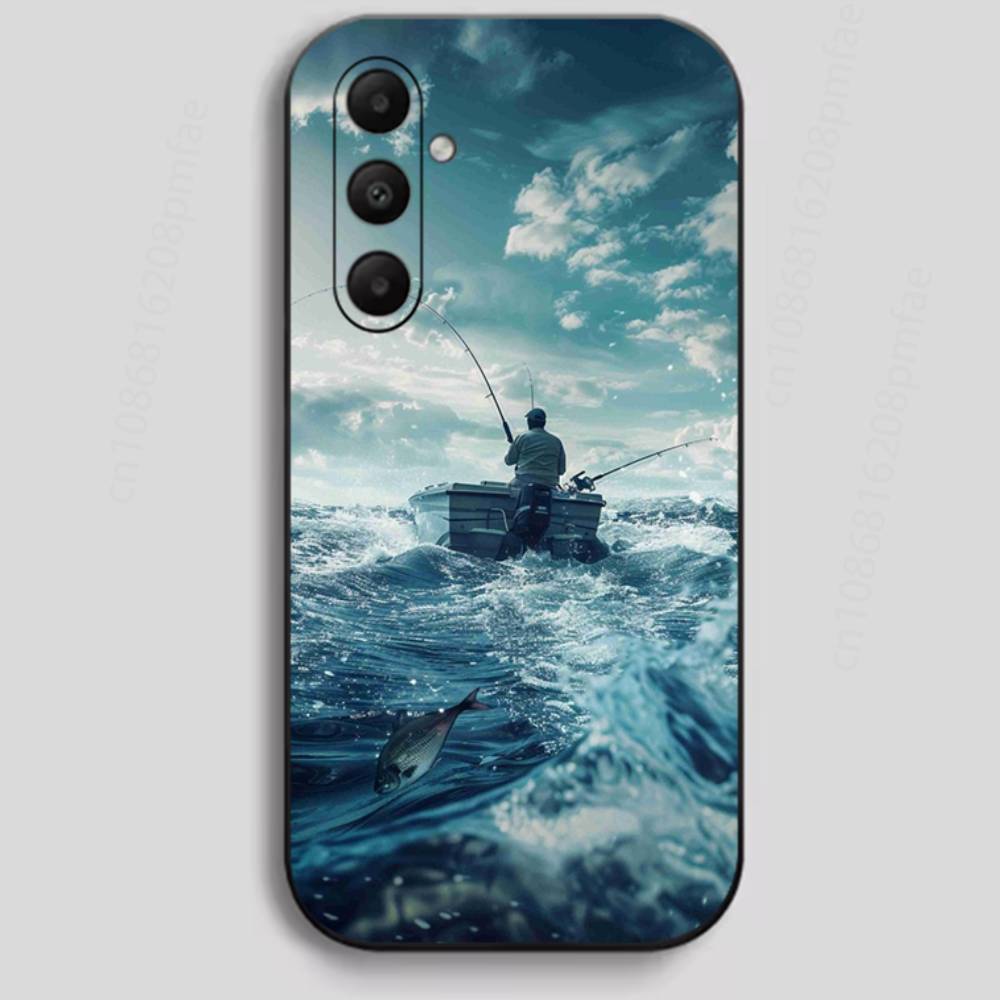 

Bass Boat Lure Fishing Phone Case For Samsung Galaxy A13,21s,22,31,32,40,52,71,A91 Soft Black Shell Samsung A52 4G