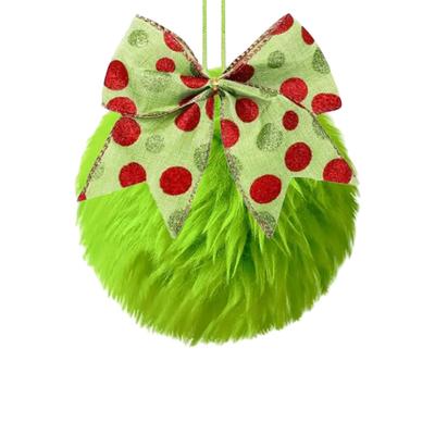 Green Christmas Balls 12Pcs Lime Green  Balls For Christmas Trees Festive Ornaments with Bow Knot Handmade for Holiday Decor