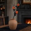 Spooky Halloween Home Decor Artificial Pumpkin Stems, Black Branch with Maple Leaves, Fake Leaf And Gothic Floral Arrangement for Vase,