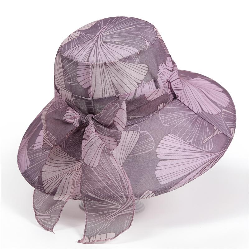 Summer Outing Sunscreen Mother Bucket Hat Thin Breathable Elegant Ladies Sun Hat Beach Sun Hat Foldable
