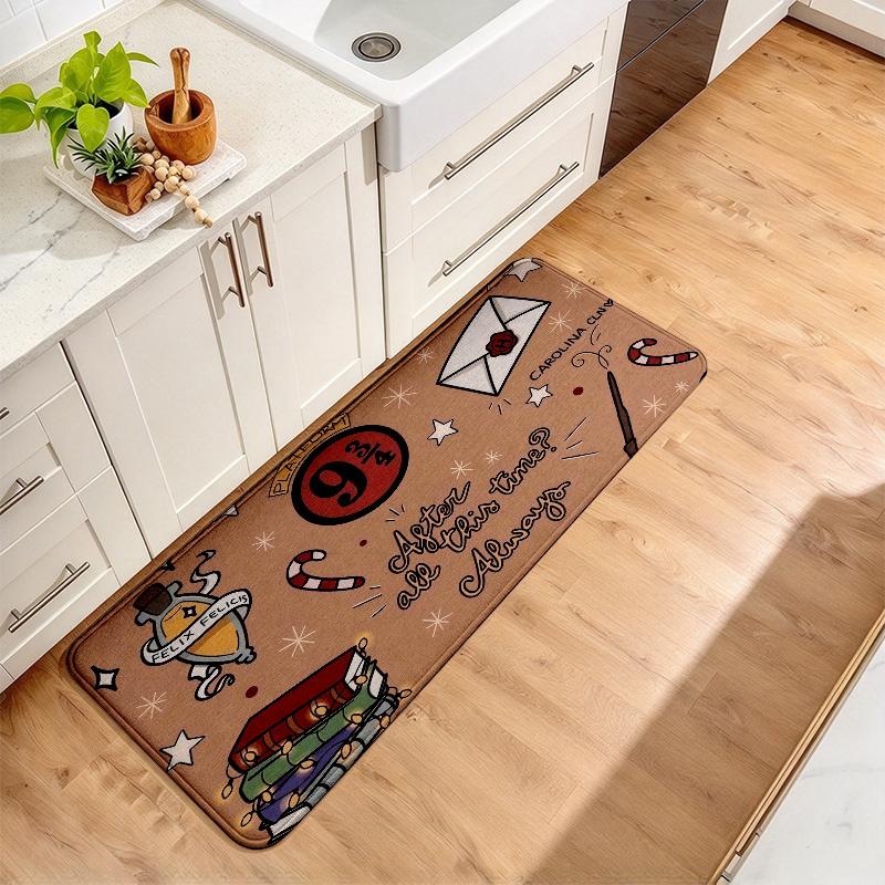 Harry Potter Flannel Kitchen Mat Christmas Soft Area Rug Non Slip Floor Carpet Home Decoration