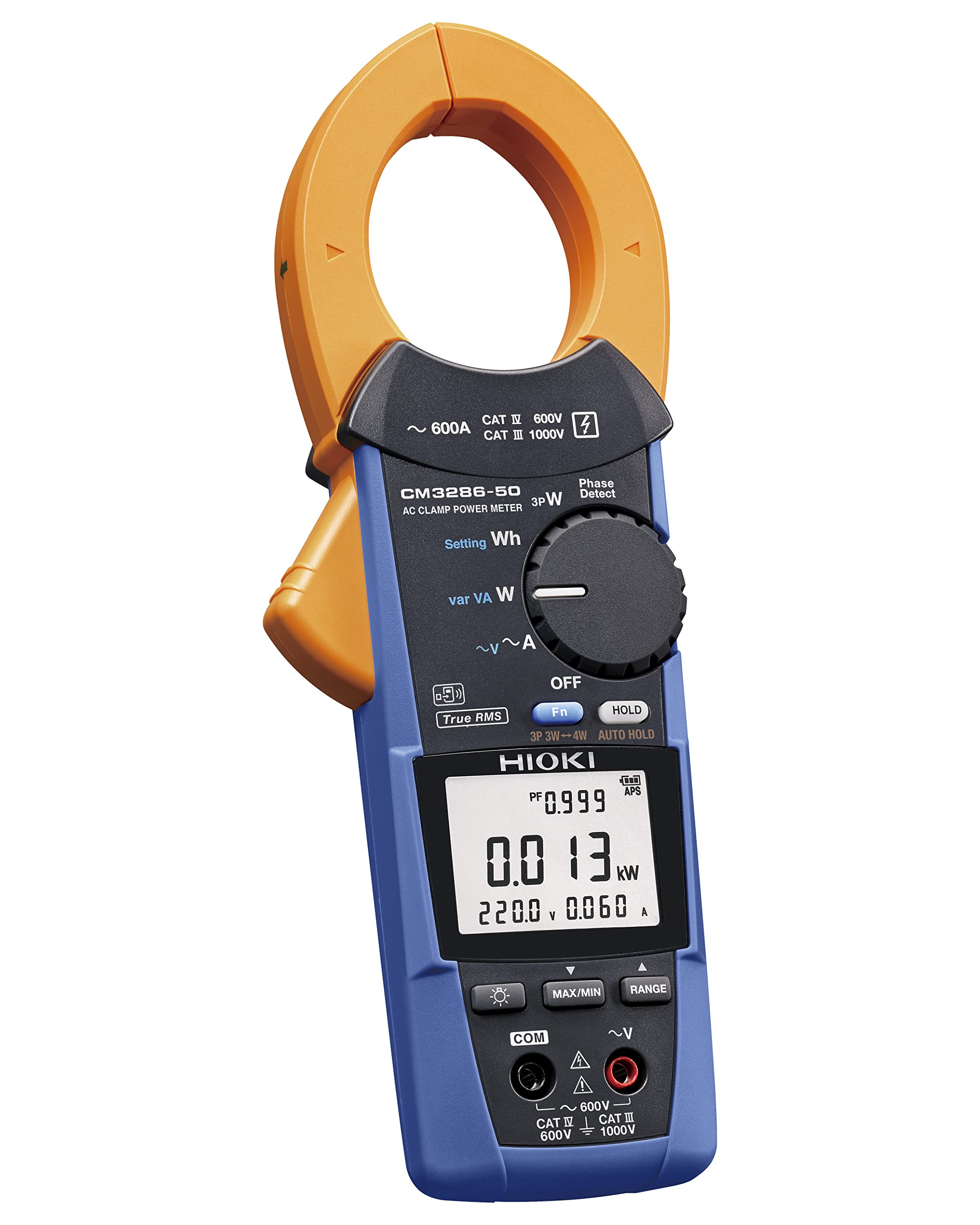 

HIOKI AC Clamp Power Meter Compatible with Wireless Adapter Z3210 Bluetooth Communication Current Power AC AC 600A Carrying Case Included CM3286-50