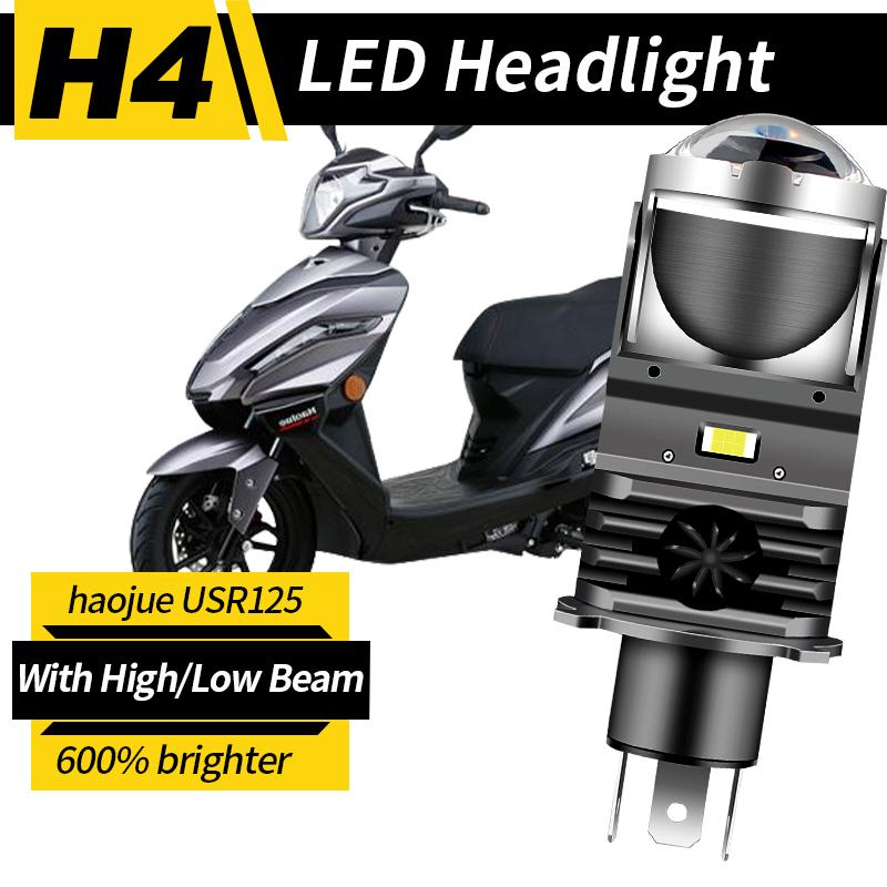 1pc H4 LED Projector Headlight Motorcycle 25W 50000LM Lens with Fan Cooling Automobile Hi Lo Beam Bulb For Haojue USR125 H4 White light