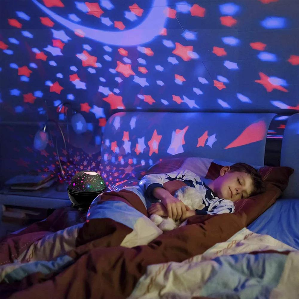 Sterrenprojector Nachtlampje Lamp Leuke Cadeaus voor Meisjes en Jongens Draaiende Sterrenhemel Maan LED Verlichting Projector voor Kinderkamer Decoratie