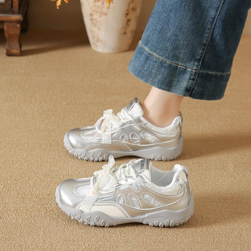 CRLAYDK Womens Sweet Sneakers Casual Walking Non Slip Comfortable Shoes Fashion Summer Lace Sports Running Shoes for Ladies