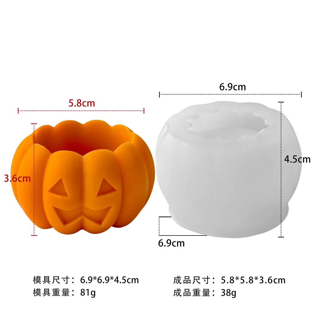 Top Quality Silicone Mold Spooky Halloween Pumpkin Candle Room Aromatherapy DIY Pumpkin Candlestick Candle Mould for Haunted