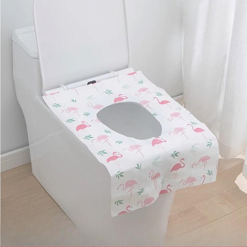 10Pcs Disposable Printing Toilet Seat Cover Portable Travel Hotel Bathroom Toilet Mat Pads Waterproof Toilet Cover