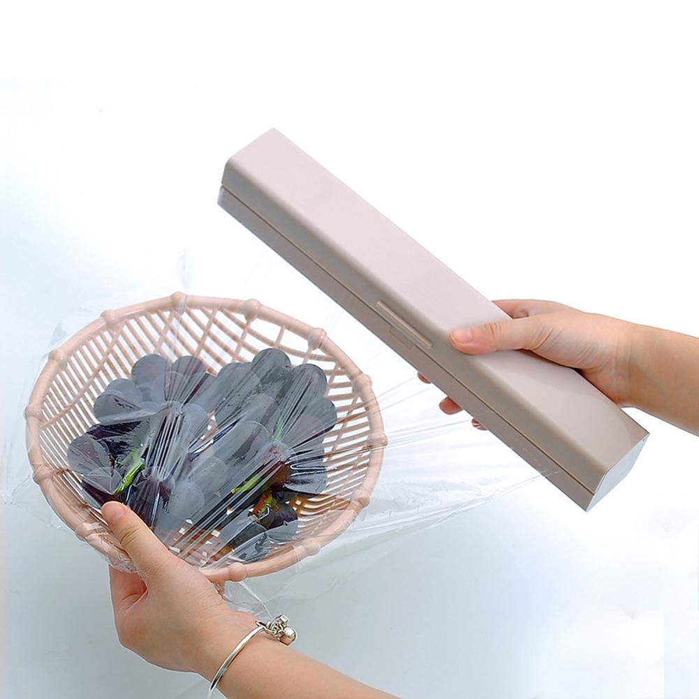 Food Plastic Cling Wrap Dispensers Film Cutter Storage Holder Plastic Cling Film Cutter Kitchen Storage Accessories Utensils