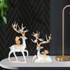 2Pcs Couple Reindeer Figurines Animal Ornament Sitting Standing Elk Sculpture Deer Statues for Table