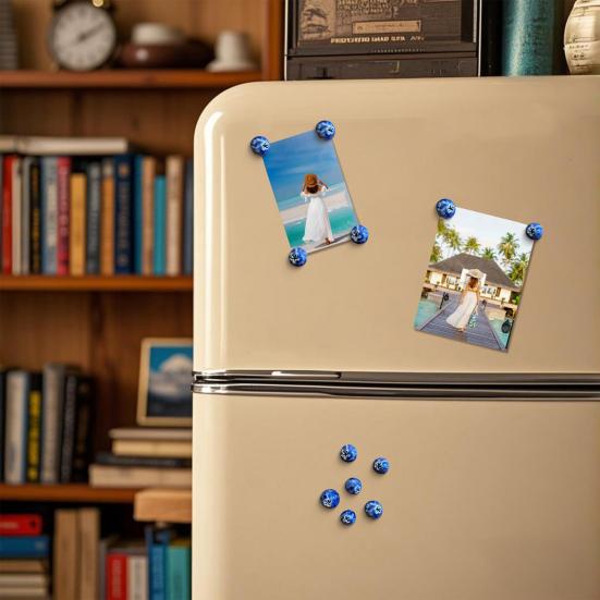 6Pcs 3D Blueberry Fridge Magnet DIY Home Office Kitchen Locker Fridge Resin Mini Berry Fruit Magnetic Decoration Ornament